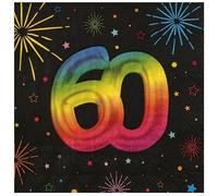 Santex 9012-60, Sachet 12 Serviettes Anniversaire Festicolor Papier 33x33cm, 60 Ans
