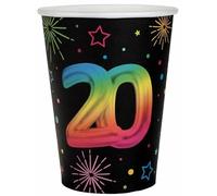 Santex 9014-20, Lot de 6 Gobelets Anniversaire Festicolor, 20 Ans