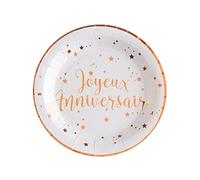 Santex Assiette fête Joyeux Anniversaire Rose Gold et Blanche (x10) R/5670