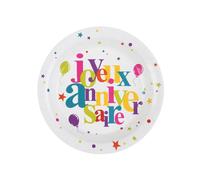 SANTEX Assiette Joyeux Anniversaire festif multicolore