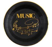 Santex Assiettes - Note de musique - Noir et doré - lot de 10