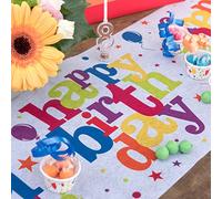 Santex Chemin de table coloré Happy Birthday Décoration de table d'anniversaire - 30cm X 5M
