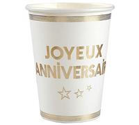 Santex mariage - 10 GOBELETS JOYEUX ANNIVERSAIRE CARTON 7.8X9.7CM