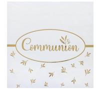 Santex mariage - 12 SERVIETTES PAPIER COMMUNION OR 33CM BLANC