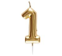 Santex Bougie de mariage 9 cm dorée Chiffre 1