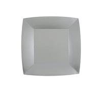 Santex mariage Générique - 10 ASSIETTES CARTON BIO CARRÉES 23CM ARGENT