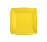 Santex - 10 Assiettes Carton Bio CARRÉES 23CM Jaune
