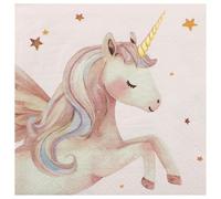 Santex mariage - Générique - 12 SERVIETTES PAPIER LICORNE MAGIQUE 33CM ROSE