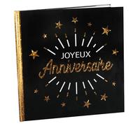 Santex mariage Livre d'or Joyeux Anniversaire étincelant, Noir/Or