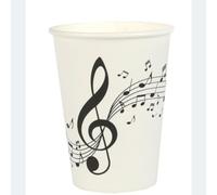 Lot de 10 Gobelets Musique CLÉ DE SOL, Blanc 27cl