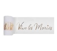 Santex Ruban tulle polyester Vive les mariés 8 cm x 10 m Or