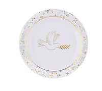Santex mariage SANTEX 7631-99, Paquet de 10 Assiettes Communion 22,5cm, Blanc/Or