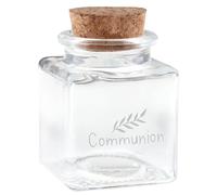 Santex – Pot en verre carré Communion – Bouchon liège 4×4×6 cm – Gris, Argent