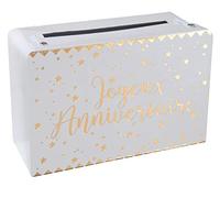 Santex R/5671- Tirelire / 1 Urne Joyeux Anniversaire Blanche et Or métallisée