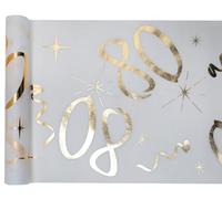 Chemin de Table Anniversaire - Blanc et Or - 80 ans