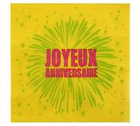 SANTEX - Santex 70338 - 10 Serviettes Joyeux Anniversaire jaune