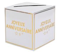 Santex - TIRELIRE JOYEUX ANNIVERSAIRE CARTON 20CM BLANC