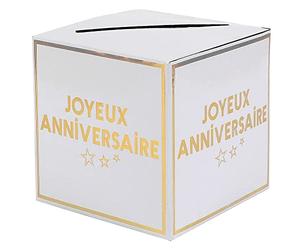 Santex - TIRELIRE JOYEUX ANNIVERSAIRE CARTON 20CM BLANC