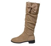 Santiag Bottes Femme Chaussures Décontractée À La Mode for Femmes Ankle Hiver Tendance De Trekking De La Mode Western Bottines au-dessus du Genou Ornées d'un Nœud (Khaki, 42)