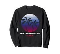 Santiago De Cuba Cuba Rétro Coucher De Soleil Palmiers Tropical Sweatshirt