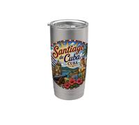 Santiago de Cuba Île des Caraïbes Gobelet isotherme en acier inoxydable double paroi