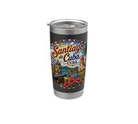 Santiago de Cuba Île des Caraïbes Gobelet isotherme en acier inoxydable double paroi