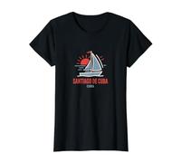 Santiago de Cuba Voilier Coucher de Soleil T-Shirt Graphique avec Valeur