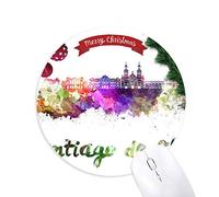 santiago du chili ville aquarelle tapis de souris en caoutchouc de sapin de noël