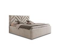 Santiago - lit coffre - 140x200 - sommier inclus - en velours - Beige