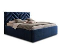 Santiago - lit coffre - 140x200 - sommier inclus - en velours - Bleu