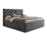 Santiago - lit coffre - 140x200 - sommier inclus - en velours - Gris Gris G