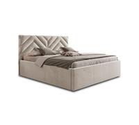 Santiago - lit coffre - 160x200 - sommier inclus - en velours - Beige