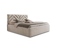 Santiago - lit coffre - 180x200 - sommier inclus - en velours - Beige Beige G
