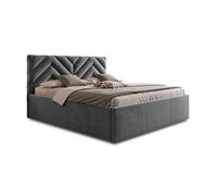 Santiago - lit coffre - 180x200 - sommier inclus - en velours - Gris Gris G