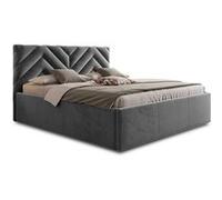 Santiago - lit coffre - 180x200 - sommier inclus - en velours - Gris Gris G