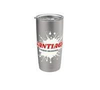 Santiago Power Unleashed Red Name Design Gobelet isotherme en acier inoxydable double paroi