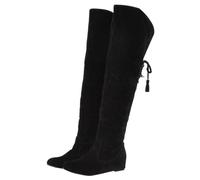 Santiags Femme Western Cuissarde Haute Femme Grande Taille Bottine À Lacets Bottines Bout Rond Botte Automne Hiver Botte De Neige Fourrée Chaud Bottes Couleur Unie Boot Plates Chaussure 35-43
