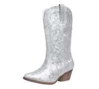 Santiags Femme Western Mi Mollet Bottines Femme Bout Pointu Bottes De Chevalier Talon Carré Bottine Avec Motif Botte Large Chaussure Imprimé Chaussures Grande Taille Boot Cuir 2025 Botte 37-43