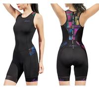 Santic Combinaison de triathlon pour femme - Une pièce - Sans manches - Rembourrée - Séchage rapide - Pour le cyclisme, la natation, la course à pied, Violet, 3XL