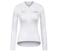 Santic Maillot de cyclisme à manches longues pour femme - Fermeture éclair intégrale UPF 50+ - Avec poches, blanc, Taille S