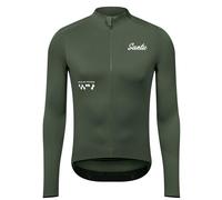 Santic Maillot de cyclisme pour homme - Manches longues - Slim - Pour printemps et automne - Pour vélo de course et VTT - Tricots thermiques, Vert armée., 3XL
