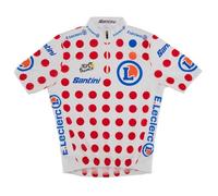 Santini Tour De France Overall Leader Short Sleeve Jersey Blanc 5 Years Garçons,Filles White / Red Dots