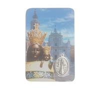 Santini religieux Madonna di Loreto. Une grande protection toujours avec vous. Carte de carte avec image en couleur, prière et médaille plaquée argent. Carte de poche, plastifiée, fabriquée en Italie