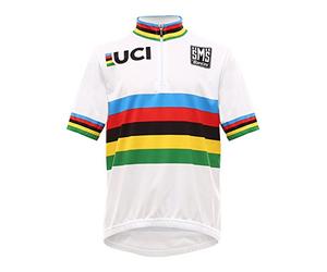 Santini Replica RE 942B 14 WCRD -Santini UCI World Champ Road Kids 14cm Zip Short Sleeve Jersey White 9/10 Years Large