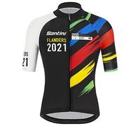 Santini Tono S/S Pull Slash Flanders 2021 Maillot, Homme, Noir/Blanc (Multicolore), XXS