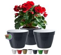 Santino ASTI Lot de 3 Pots de Fleurs à Arrosage Automatique - 34 CM - Auto-Arrosant - avec Indicateur de Niveau d'eau - pour Toutes Les Plantes D'intérieur (Ø 34 cm, H 28 cm, 18L - Anthracite/Blanc)