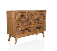 hjh LIVING Buffet en Bois à Chevrons SANTJAGO Wood Commode XL à 7 tiroirs pour Salon Chambre Couloir, Meuble de Rangement 97 x 33,5 x 72,5 cm