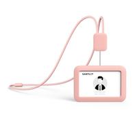 SANTLET Cordon pour Porte-Badge, Silicone Souple, Cordon Rétractable | Profil Épuré et Discret, 2 Porte-Cartes, Boucle de Sécurité Détachable, Bureau, École, Travail, Croisière, Horizontal Rose