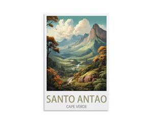 Santo Antao - Poster de voyage vintage Cap-Vert - Impression sur toile pour décoration d'intérieur : salon, 30 x 45 cm
