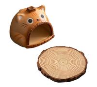 Santo Diffuseur d'arômes en forme de chat en céramique avec plateau en bois Santo pour décoration d'intérieur